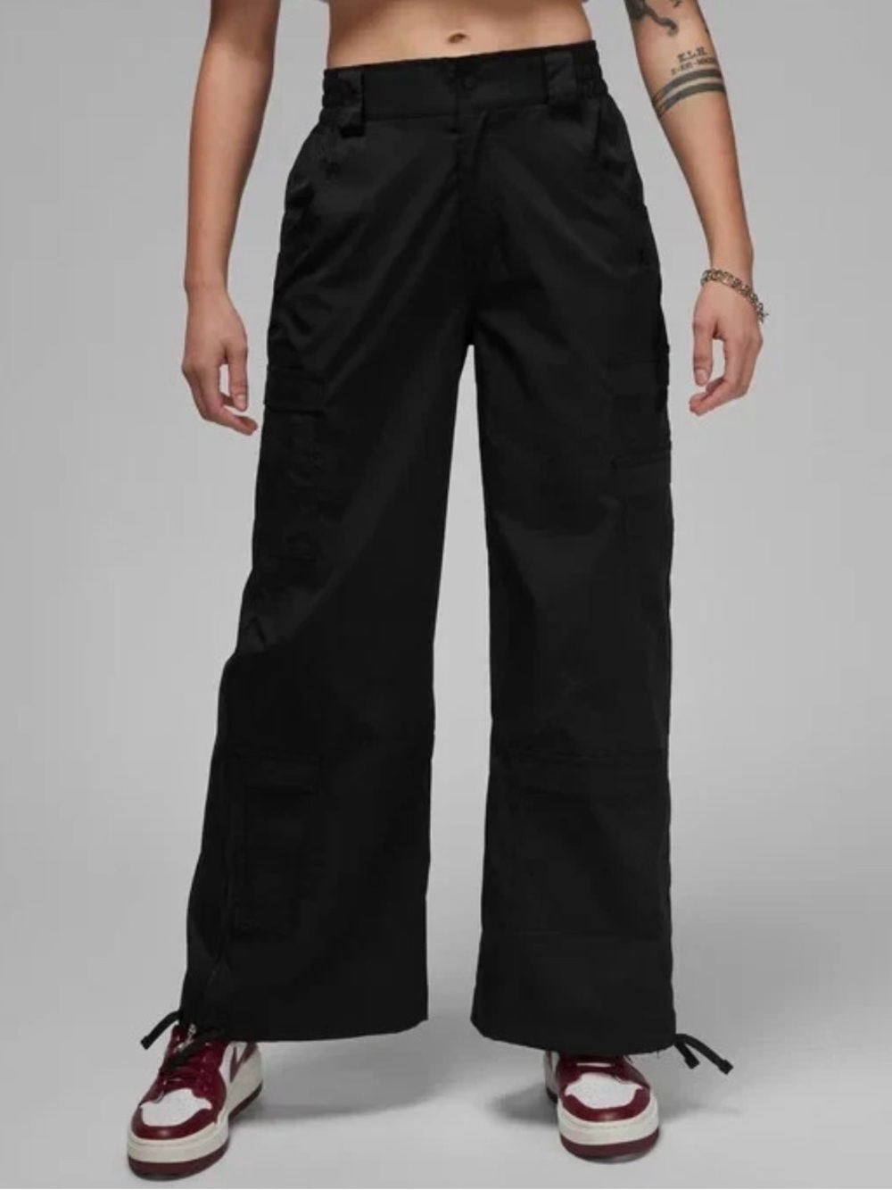Nike Jordan Flight Womens Large Wide Leg Cargo Pants Black DZ3349-010 NWT $130